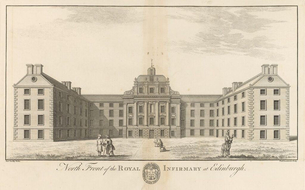 Old ink drawing of the Royal Infirmary of Edinburgh