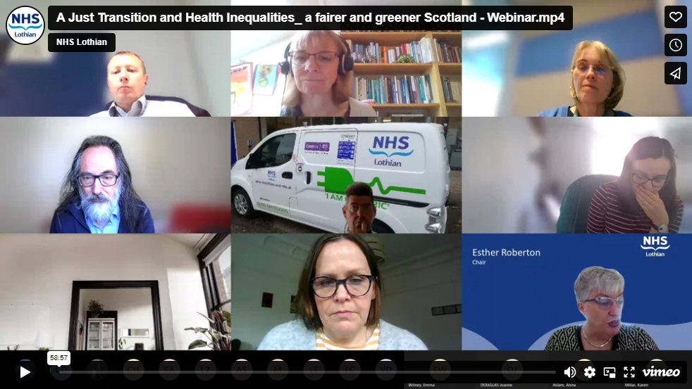 NHS Lothian webinar for staff - A Just Transition and Health Inequalities: a fairer and greener Scotland